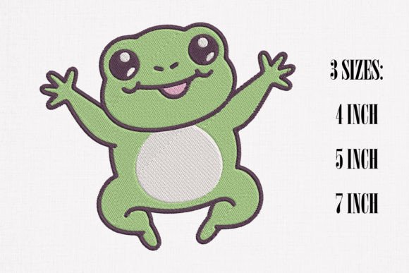 Review: Cute Green Frog Jumping Embroidery for Merch