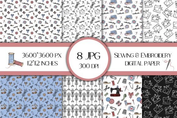 Review: Sewing Embroidery Digital Papers Pack