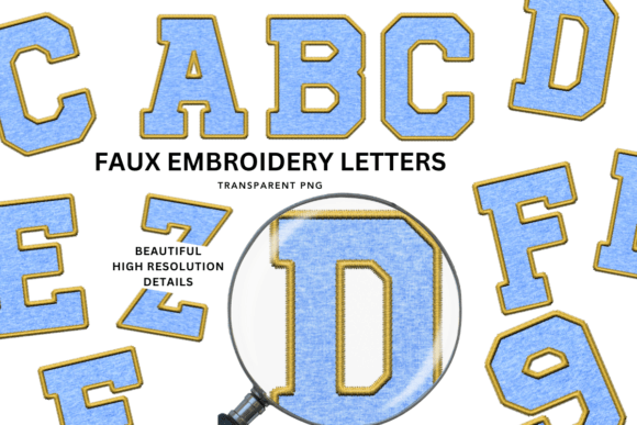 Reviewing Faux Embroidery Blue Jersey Alphabet PNG